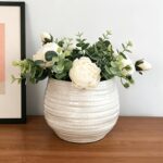 White Ribbed Ceramic Plant Pot - Image 6