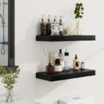 [Solid Wood Floating Wall Shelf in Warm Walnut Finish - Image 2