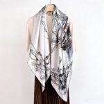 Equestrian Line-Art Pure Silk Square Scarf
