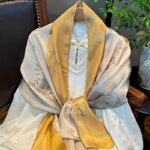 Apricot Bird & Branch Pure Silk Shawl - Image 6