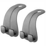 Set of 2 Premium Faux-Leather Double Car Headrest Hooks – Warm Beige - Image 5