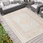 Light Beige Geometric Outdoor Patio Rug - Image 6
