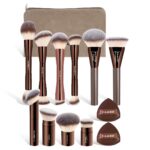 MAANGE 13-Piece Espresso Makeup Brush Collection with Travel Case - Image 2