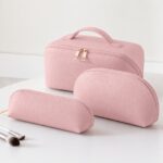 Luxury Taupe Beauty Travel Organiser Set – Three Cosmetic Bags - Image 4
