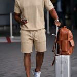 Men’s Tonal Checker Knit T-Shirt & Shorts Set