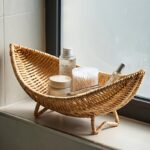 Crescent Woven Bathroom Storage Basket with Feet