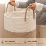 Large Beige & Ivory Rope Laundry Basket with Handles - Image 4