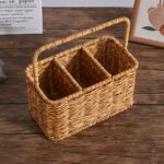 Woven Kitchen Caddy Basket with Handle and Compartments - Image 4