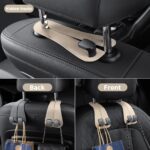Set of 2 Premium Faux-Leather Double Car Headrest Hooks – Warm Beige - Image 8
