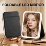 Foldable Rechargeable LED Vanity Mirror with Three Light Modes – White - Image 4