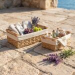 Set of 2 Woven Storage Baskets with Wooden Handles