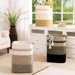 Large Neutral Woven Laundry Basket with Leather-Look Handles - Image 6