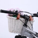 Ivory Woven Front Bicycle Basket with Tan Straps - Image 3