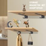 Black Floating Shelf Brackets with Utility Hooks — 2 Pack - Image 5