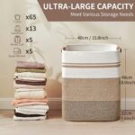 Large Neutral Woven Laundry Basket with Leather-Look Handles - Image 2