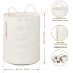 Large Cream Woven Rope Laundry Basket with Handles - Image 2