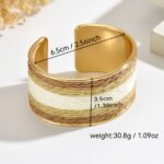 Natural Raffia-Wrapped Gold-Tone Cuff Bracelet - Image 2