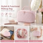 Quilted Lay-Flat Beauty Travel Organiser with Clear Pouch