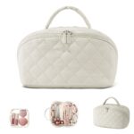 Quilted Lay-Flat Beauty Travel Organiser with Clear Pouch - Image 11