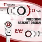 7-Piece Flexible-Head Ratcheting Combination Wrench Set - Image 4