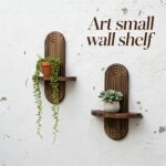Walnut Arch Wall Shelf with Sculptural Grooved Detail - Image 5