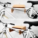 Natural Wooden Wall-Mounted Bicycle Rack with Removable Shelf - Image 6