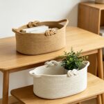 Soft Beige Rope Storage Basket with Knot Handles - Image 6