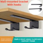 Black Floating Shelf Brackets with Utility Hooks — 2 Pack - Image 7