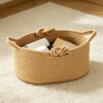 Soft Beige Rope Storage Basket with Knot Handles