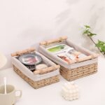 Set of 2 Woven Storage Baskets with Wooden Handles - Image 5