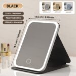 Foldable Rechargeable LED Vanity Mirror with Three Light Modes – White - Image 2