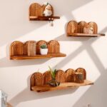 Wooden Arch Wall Shelf with Grooved Detail - Image 7