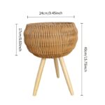 Boho Rattan Planter with Wooden Stand - Image 2