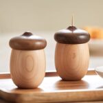 Solid Wood Acorn Toothpick Holder for Kitchen & Dining - Image 4