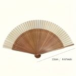 Bamboo Folding Hand Fan in Natural Cream - Image 2