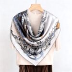 Equestrian Line-Art Pure Silk Square Scarf - Image 3