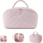 Quilted Lay-Flat Beauty Travel Organiser with Clear Pouch - Image 9
