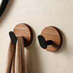 Walnut Wood Adhesive Wall Hooks — Set of 3