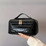 Luxury Black Croc-Effect Beauty Travel Case - Image 6