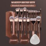 MAANGE 22-Piece Espresso Makeup Brush Collection with Travel Bag - Image 2