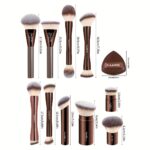 MAANGE 13-Piece Espresso Makeup Brush Collection with Travel Case - Image 3