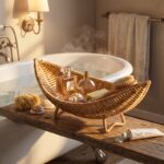 Crescent Woven Bathroom Storage Basket with Feet - Image 5