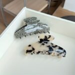 Ivory Marble Large Acetate Hair Claw Clip - Image 3