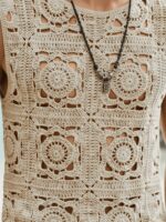 Men’s Geometric Crochet-Knit Resort Vest - Image 4
