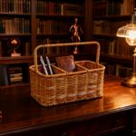 Woven Kitchen Caddy Basket with Handle and Compartments - Image 3