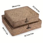 Set of 2 Natural Woven Lidded Storage Boxes - Image 2