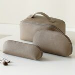 Luxury Taupe Beauty Travel Organiser Set – Three Cosmetic Bags