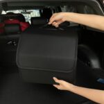 Matte Black Foldable Car Boot Organiser with Covered Storage - Image 6