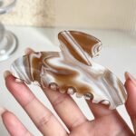 Milk Coffee Marble Acetate Hair Claw Clip - Image 3
