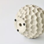 White Irregular Ceramic Orchid Pot with Tray - Image 4